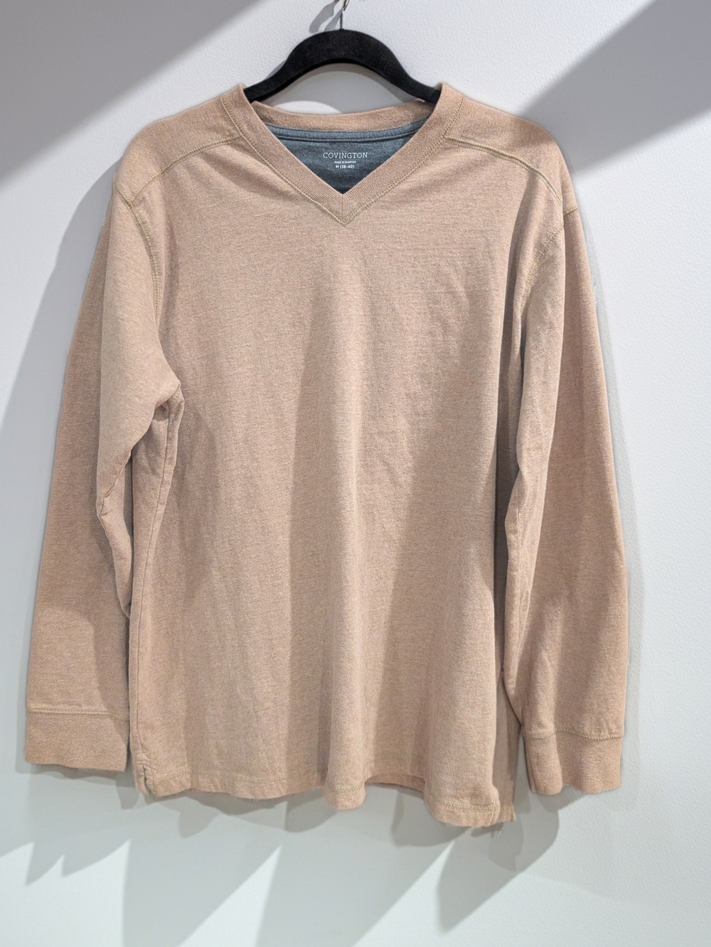 Covington Men's Long-Sleeve V-Neck Tee - Beige